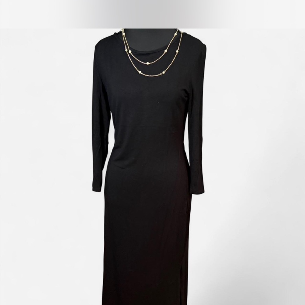 Lulu's Elegant Black Long Sleeve Dress